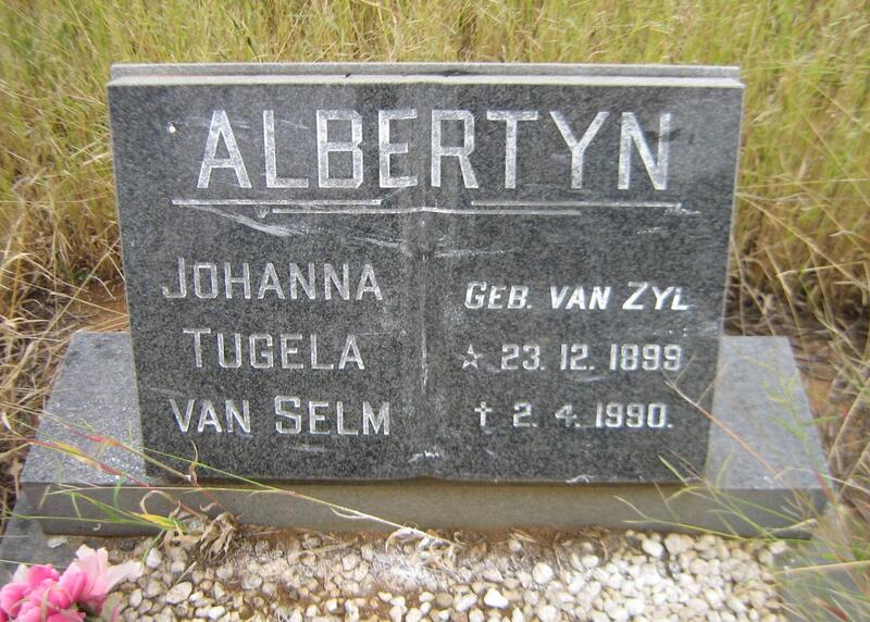 ALBERTYN Johanna Tugela van Selm nee VAN ZYL 1899-1990