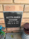 STANDER Aletta Maria 1945-2017