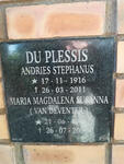 PLESSIS Andries Stephanus, du 1916-2011 & Maria Magdalena Susanna VAN DEVENTER 1916-2005
