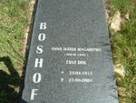 BOSHOF Anna Maria Magaritha nee DE LANGE 1915-2004