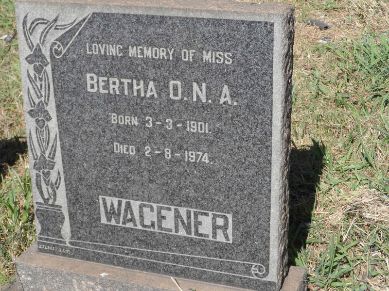 WAGENER Bertha O.N.A. 1901-1974