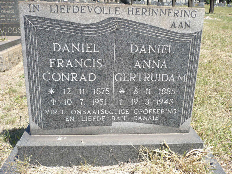 ? Daniel Francis Conrad 1875-1951 & Daniel Anna Gertruida M. 1885-1945