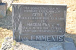 EMMENIS Gert P.S., van 1849-1910 & Magdalena J.M. 1851-1935