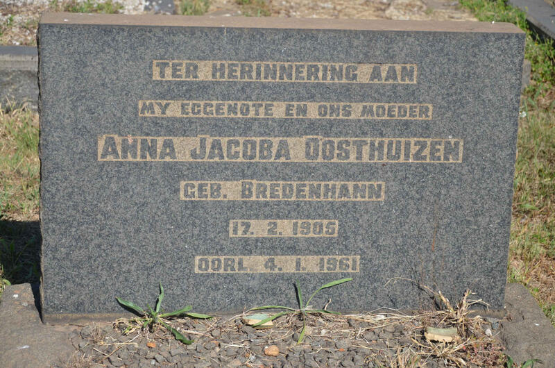 OOSTHUIZEN Anna Jacoba nee BREDENHANN 1905-1961