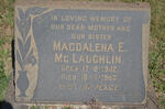 McLAUGHLIN Magdalena E. 1902-1960