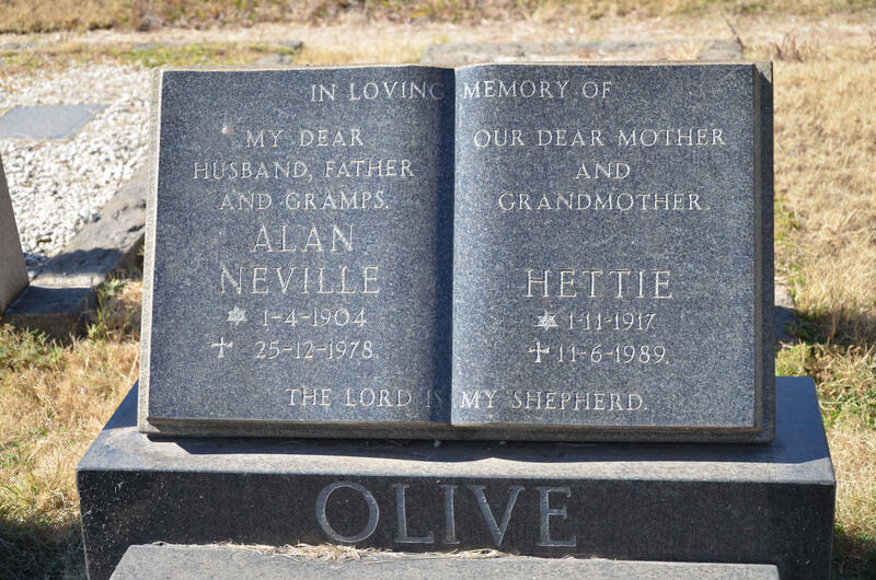 OLIVE Alan Neville 1904-1978 & Hettie 1917-1989