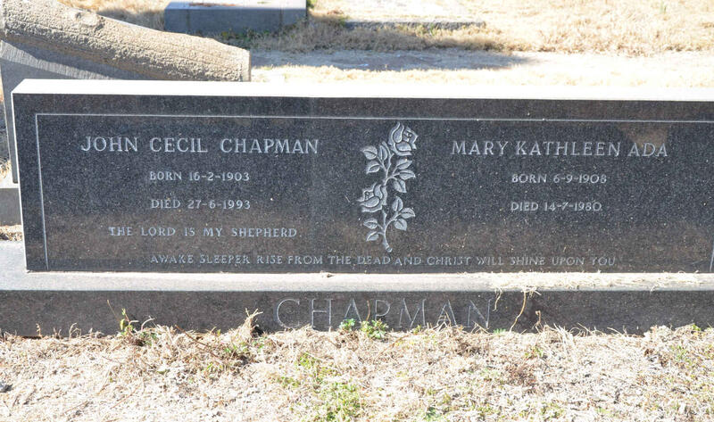 CHAPMAN John Cecil 1903-1993 & Mary Kathleen Ada 1908-1980