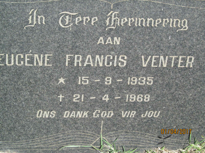 VENTER Eugene Francis 1935-1968