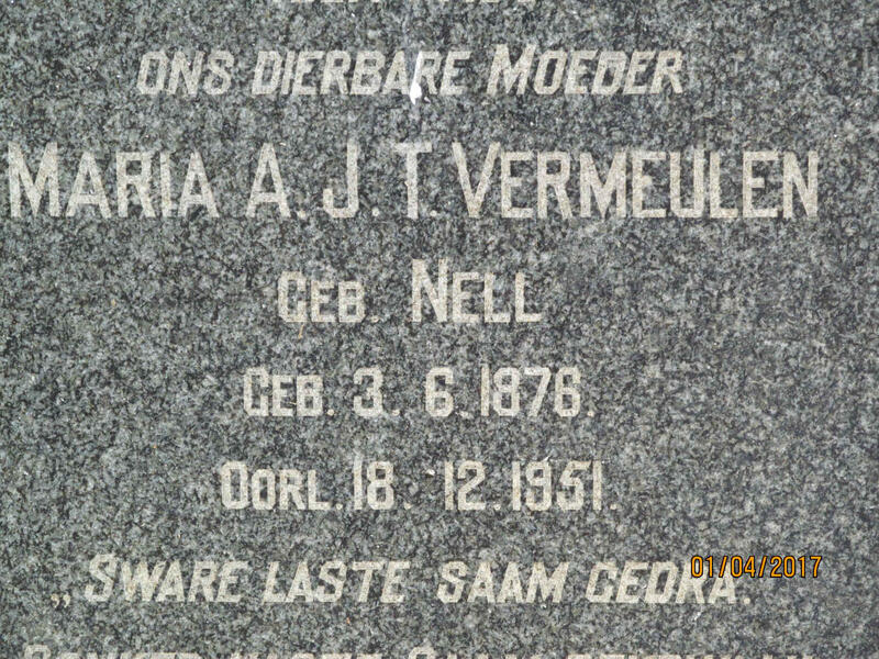 VERMEULEN Maria A.J.T. nee NELL 1876-1951