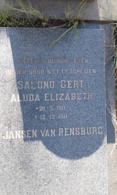 RENSBURG Salomo Gert, Jansen van 1911-1911 :: JANSEN VAN RENSBURG Aluda Elizabeth 1911-1911