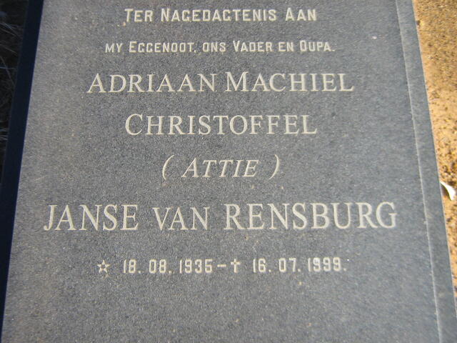 RENSBURG Adriaan Machiel Christoffel, Janse van 1935-1999