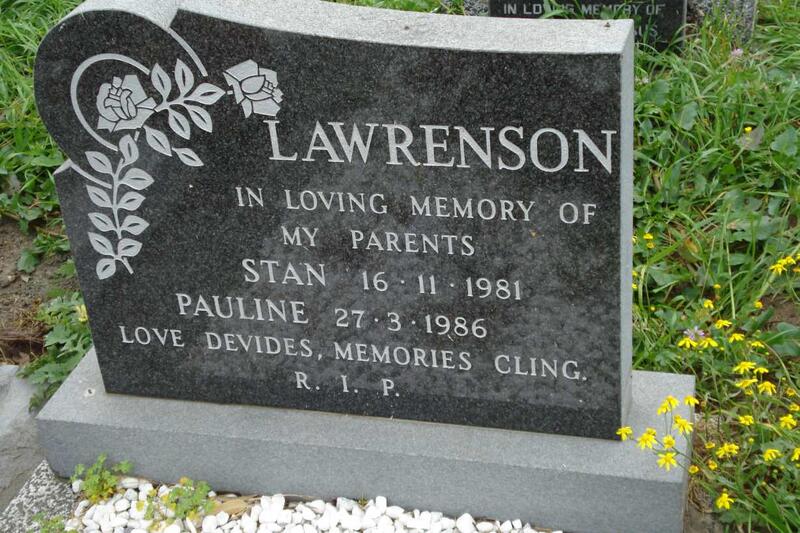 LAWRENSON Stan -1981 & Pauline -1986
