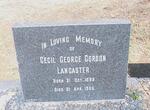 LANCASTER Cecil George Gordon 1899-1955