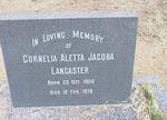 LANCASTER Cornelia Aletta Jacoba 1905-1978