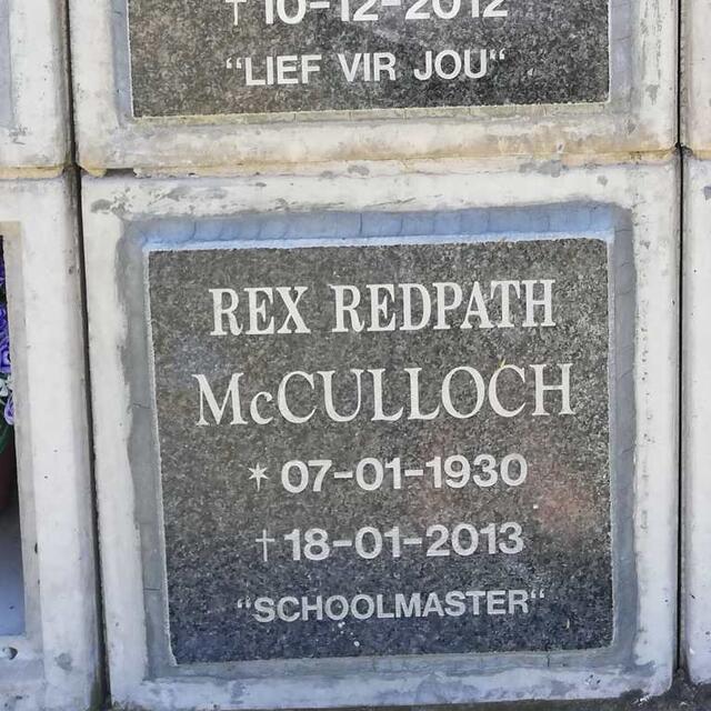 McCULLOCH Rex Redpath 1930-2013