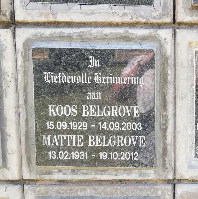 BELGROVE Koos 1929-2003 & Mattie 1931-2012