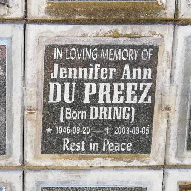 PREEZ Jennifer Ann, du nee DRING 1946-2003