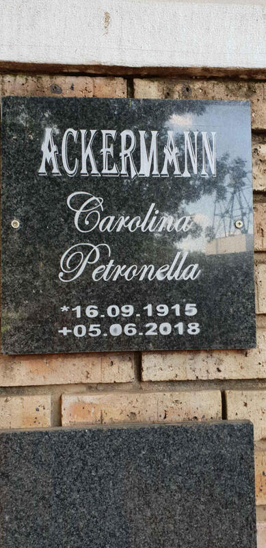 ACKERMANN Carolina Petronella 1915-2018