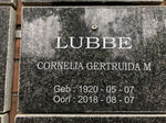 LUBBE Cornelia Gertruida M. 1920-2018