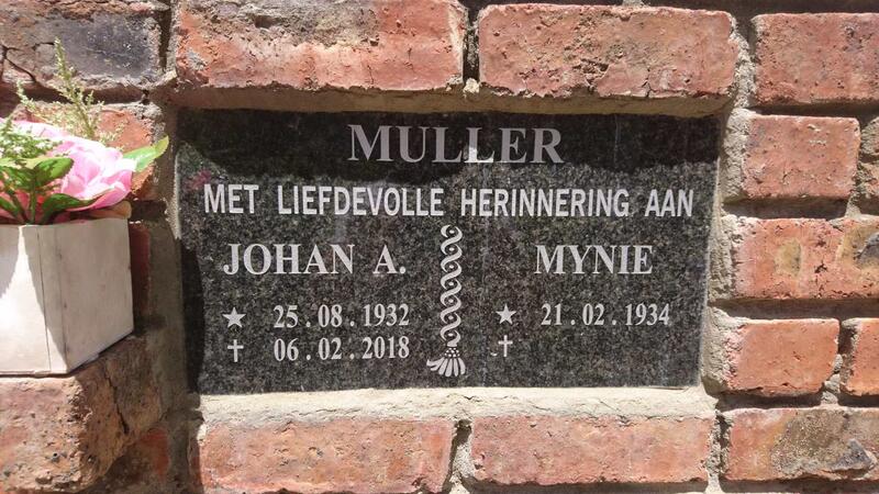 MULLER Johan A. 1932-2018 & Mynie 1934-