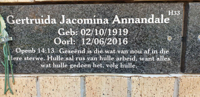 ANNANDALE Gertruida Jacomina 1919-2016