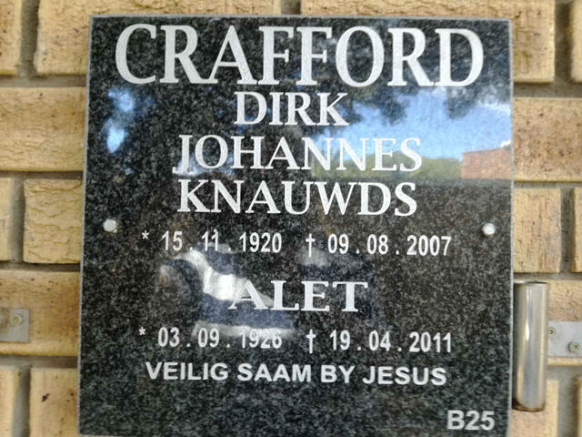 CRAFFORD Dirk Johnnes Knauwds 1920-2007 & Alet 1926-2011
