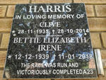 HARRIS Clive 1935-2014 & Bettie Elizabeth Irene 1939-2018