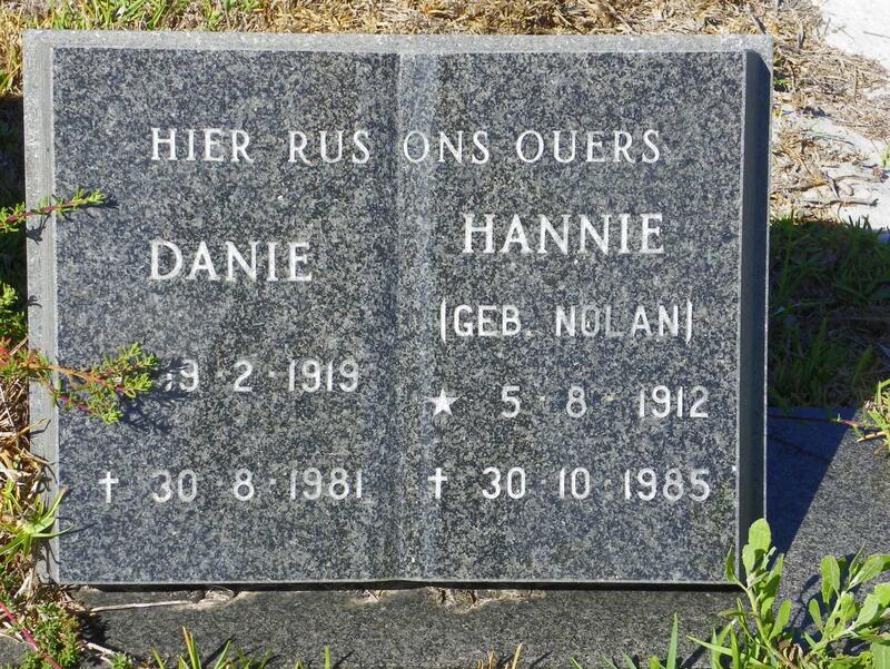 NORTJE Danie 1919-1981 & Hannie NOLAN 1912-1985