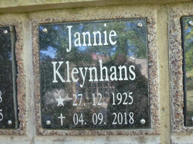 KLEYNHANS Jannie 1925-2018