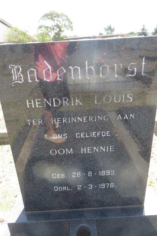 BADENHORST Hendrik Louis 1899-1978