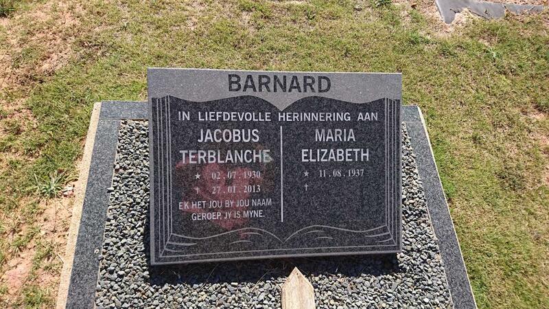 BARNARD Jacobus Terblanche 1930-2013 & Maria Elizabeth 1937-