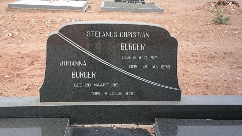 BURGER Stefanus Christian 1917-1979 & Johanna 1919-1978