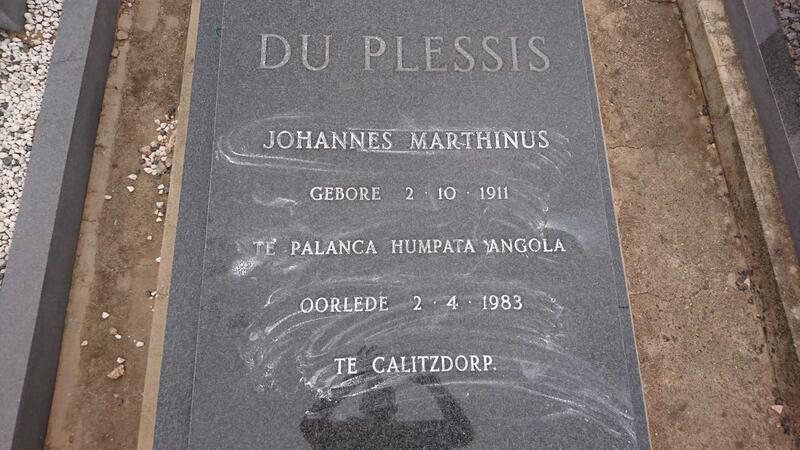 PLESSIS Johannes Marthinus, du 1911-1983