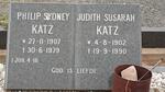 KATZ Philip Sydney 1907-1979 & Judith Susarah 1902-1990