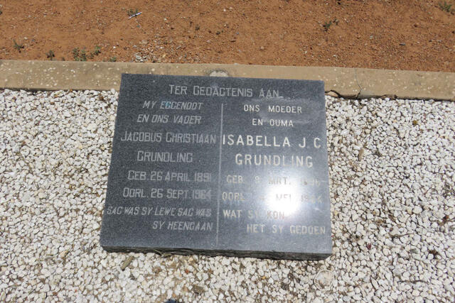 GRUNDLING Jacobus Christiaan 1891-1964 & Isabella J.C. 1896-1984