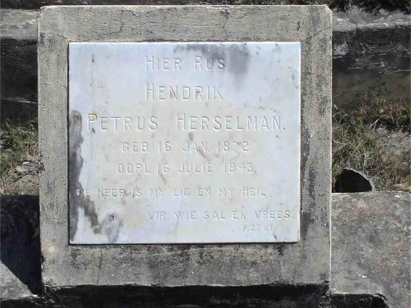 HERSELMAN Hendrik Petrus 1872-1943
