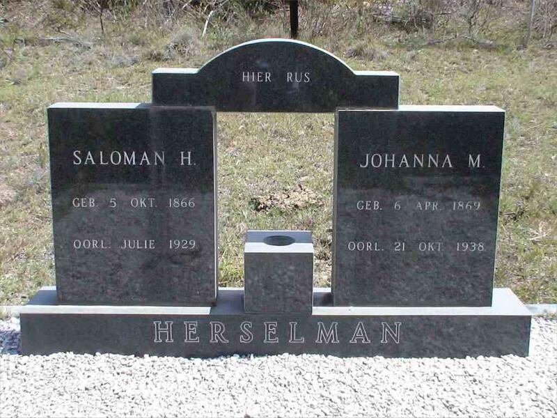 HERSELMAN Saloman H. 1866-1929 & Johanna M. 1869-1938