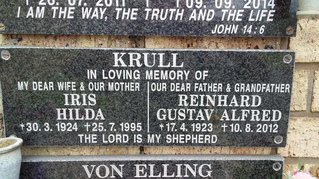 KRULL Reinhard Gustav Alfred 1923-2012 & Iris Hilda 1924-1995