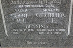 HENNING Gert H.F. 1870- & Gertruida J.E. BOTHA 1873-1924