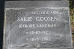 GOOSEN Sarie nee LANDMAN 1903-1989
