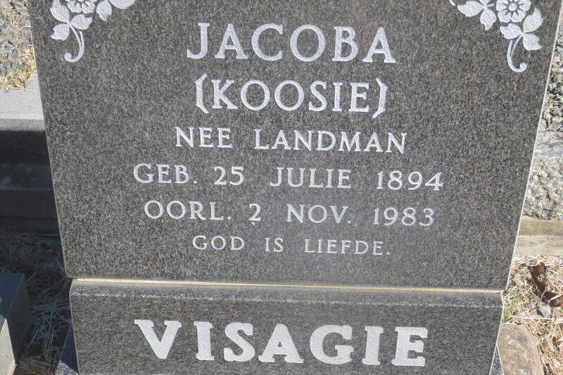 VISAGIE Jacoba nee LANDMAN 1894-1983