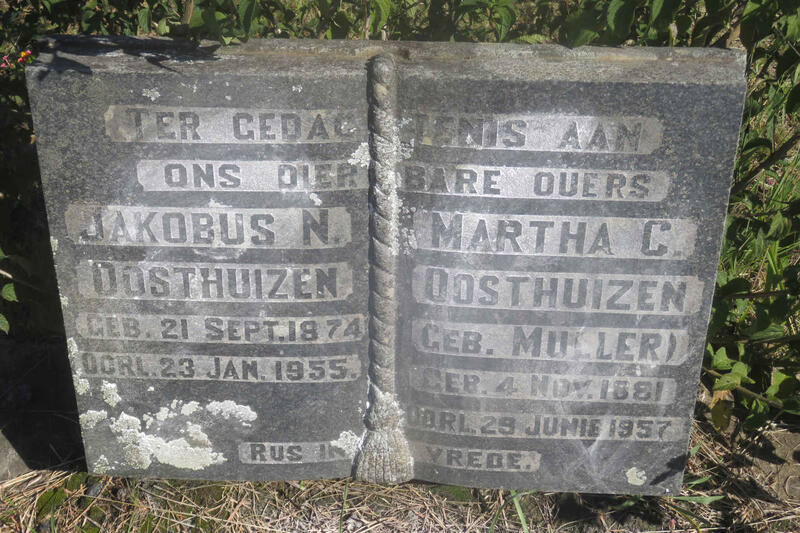 OOSTHUIZEN Jakobus N. 1874-1955 & Martha C. MULLER 1881-1957