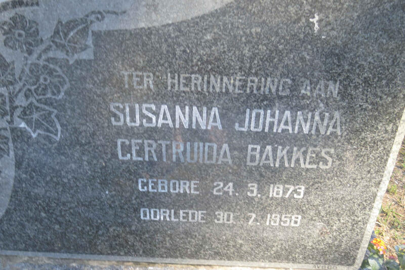BAKKES Susanna Johanna Gertruida 1873-1958