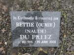 PREEZ Bettie, du nee NAUDE 1915-2009
