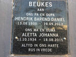 BEUKES Hendrik Barend Daniel 1930-2013 & Aletta Johanna 1934-2015