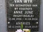 WYK Andries, van 1935-2015 & Anne June NIGHTINGALE 1936-2014