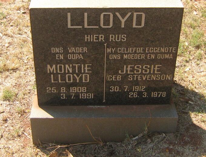 LLOYD Montie 1908-1991 & Jessie STEVENSON 1912-1978
