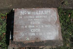 McWILLIAMS Cecil 1888-1981 & Edith 1894-1974