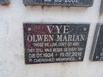 VYE Olwen Marian 1924-2018