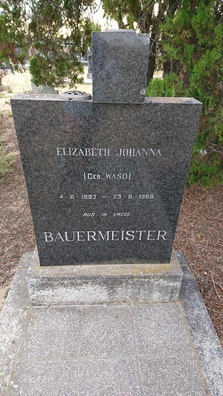 BAUERMEISTER Elizabeth Johanna nee WASO 1893-1968